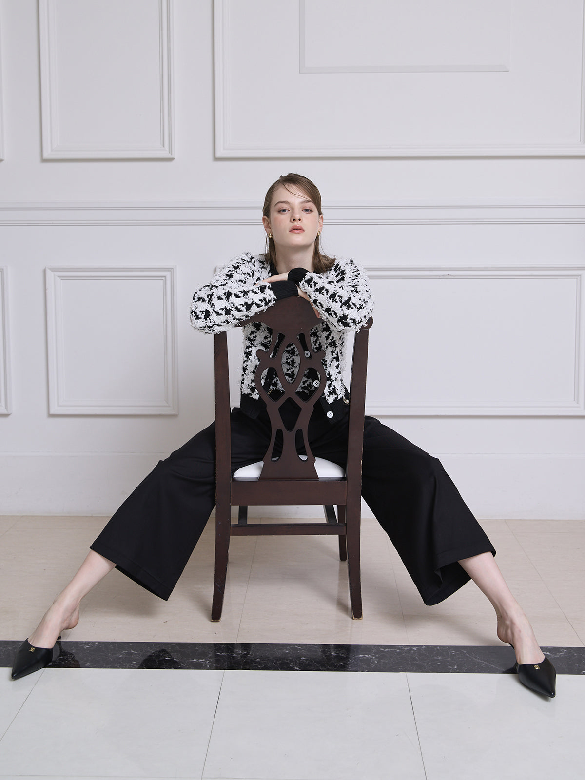 ハウンドトゥースニットアンサンブル