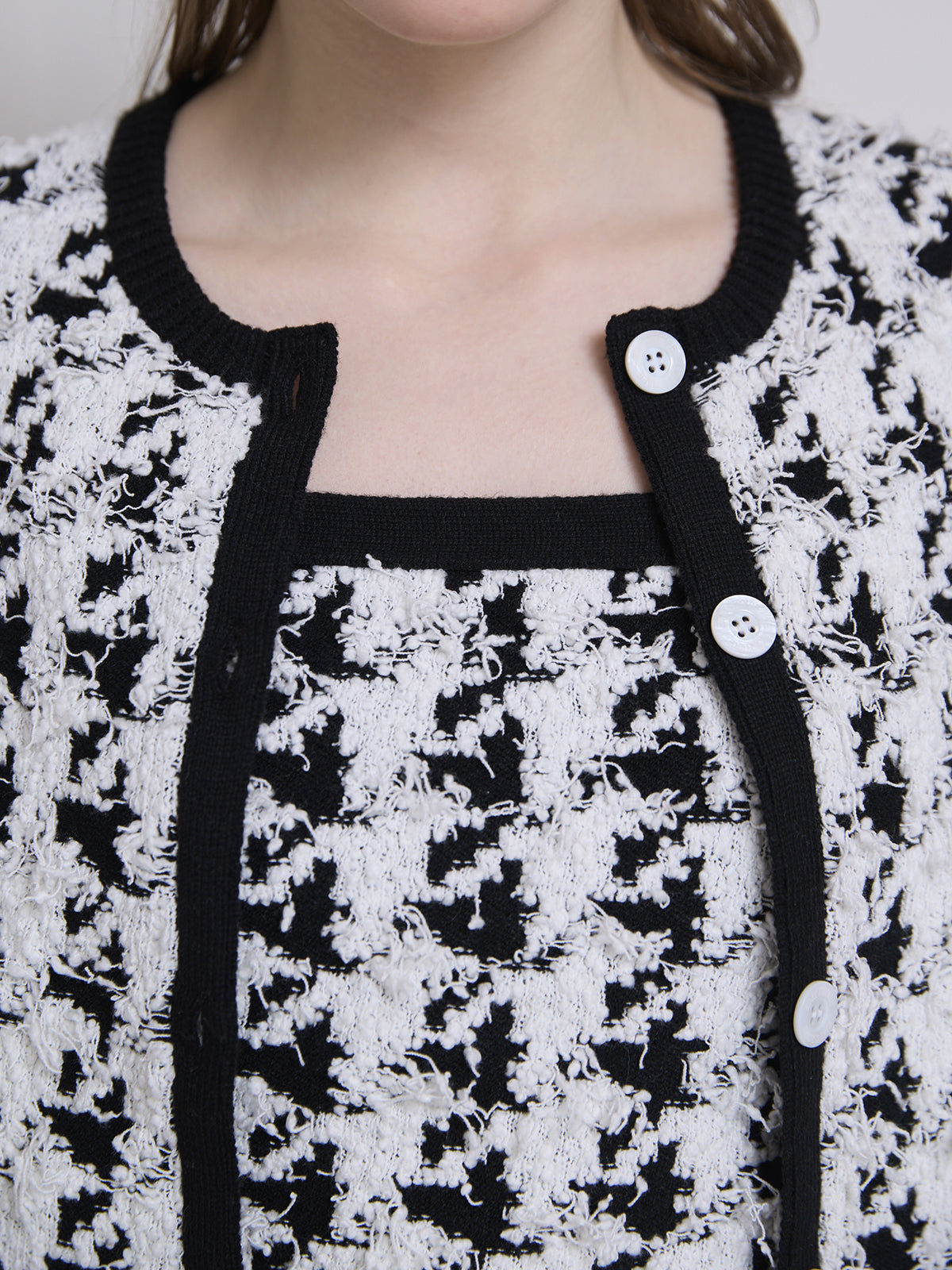 ハウンドトゥースニットアンサンブル