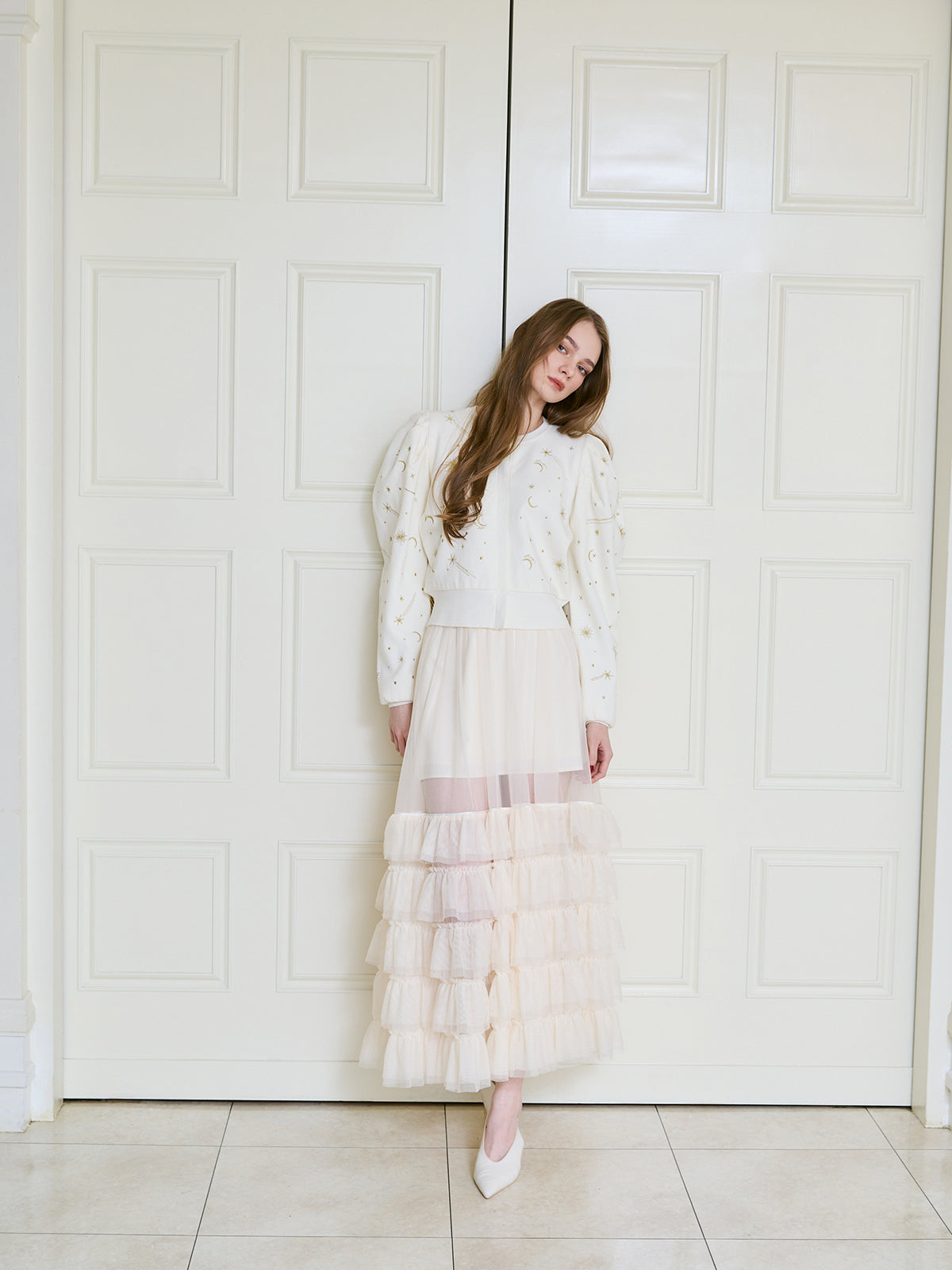 チュールティアードレイヤードスカート
