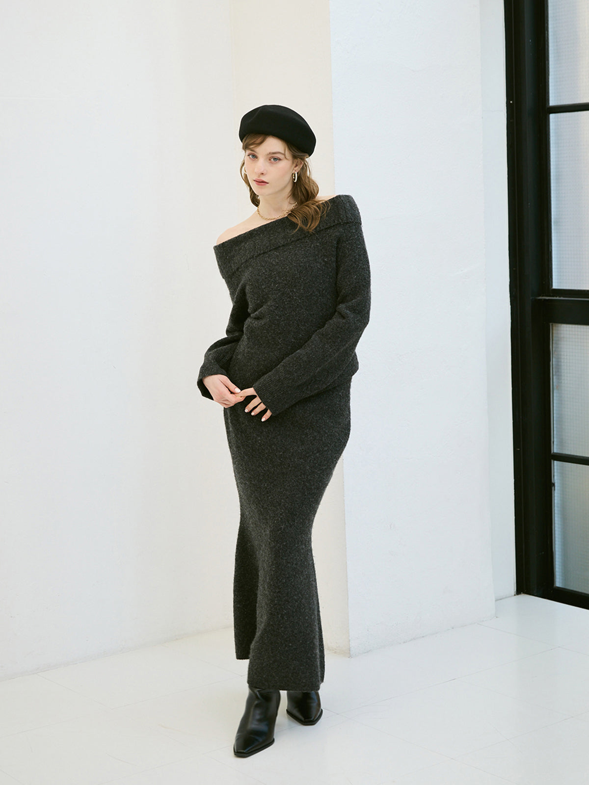 ワンショルトップスマーメイドスカートニットセット