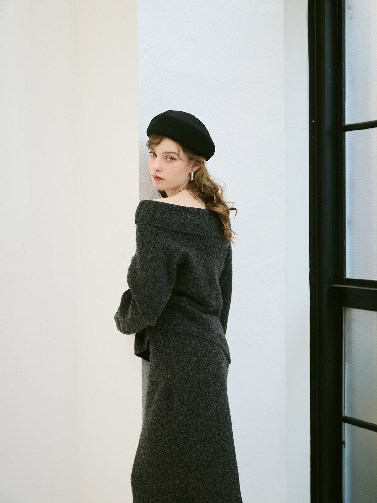 ワンショルトップスマーメイドスカートニットセット