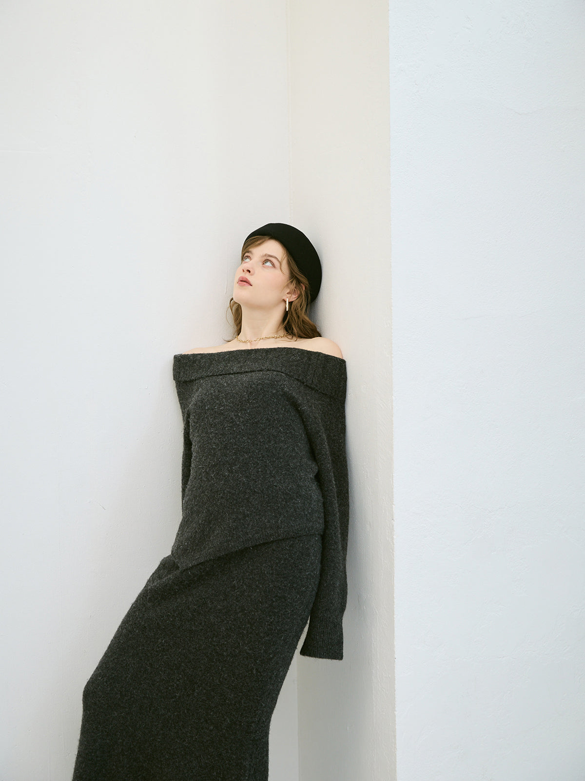 ワンショルトップスマーメイドスカートニットセット