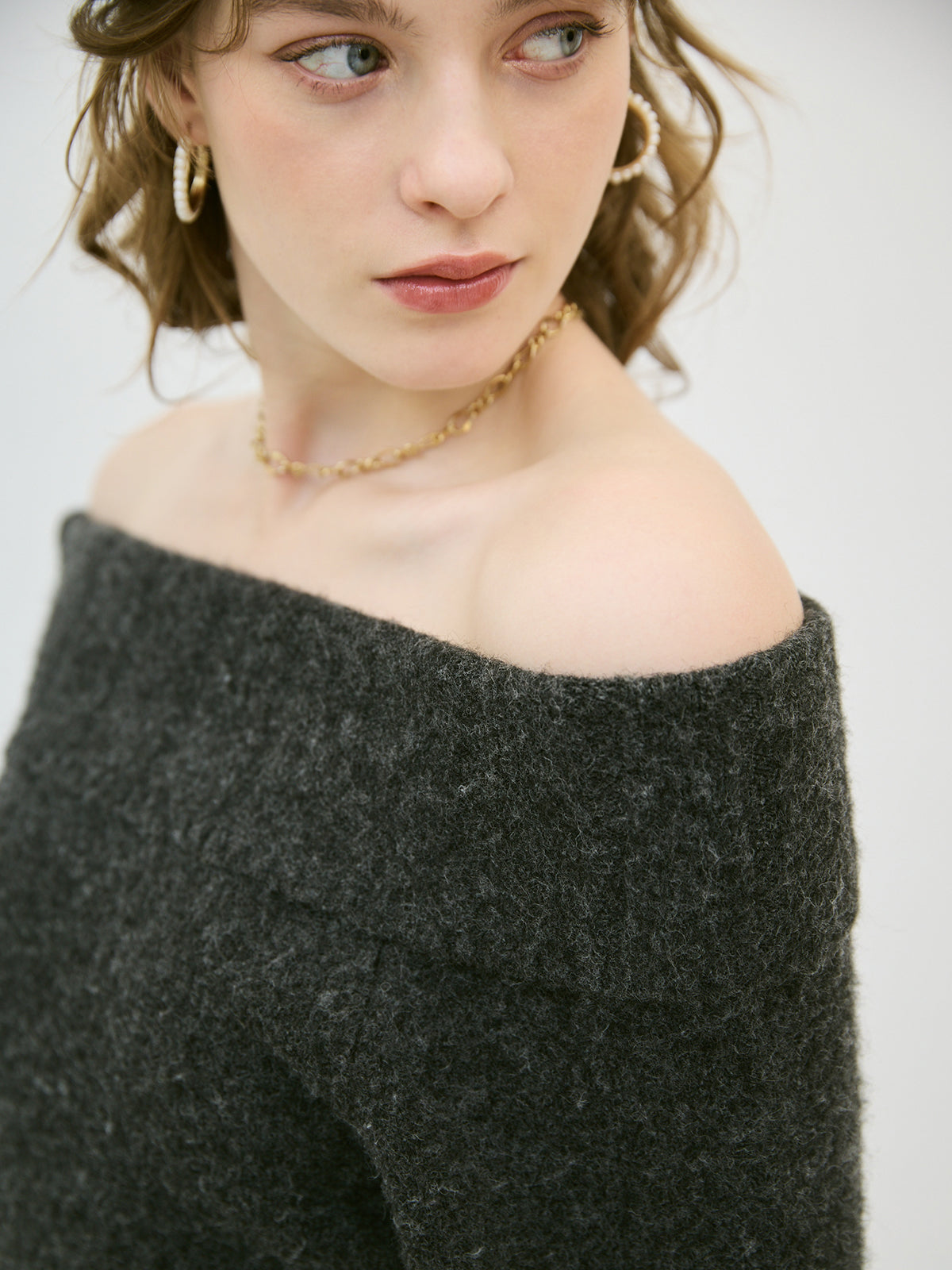 ワンショルトップスマーメイドスカートニットセット