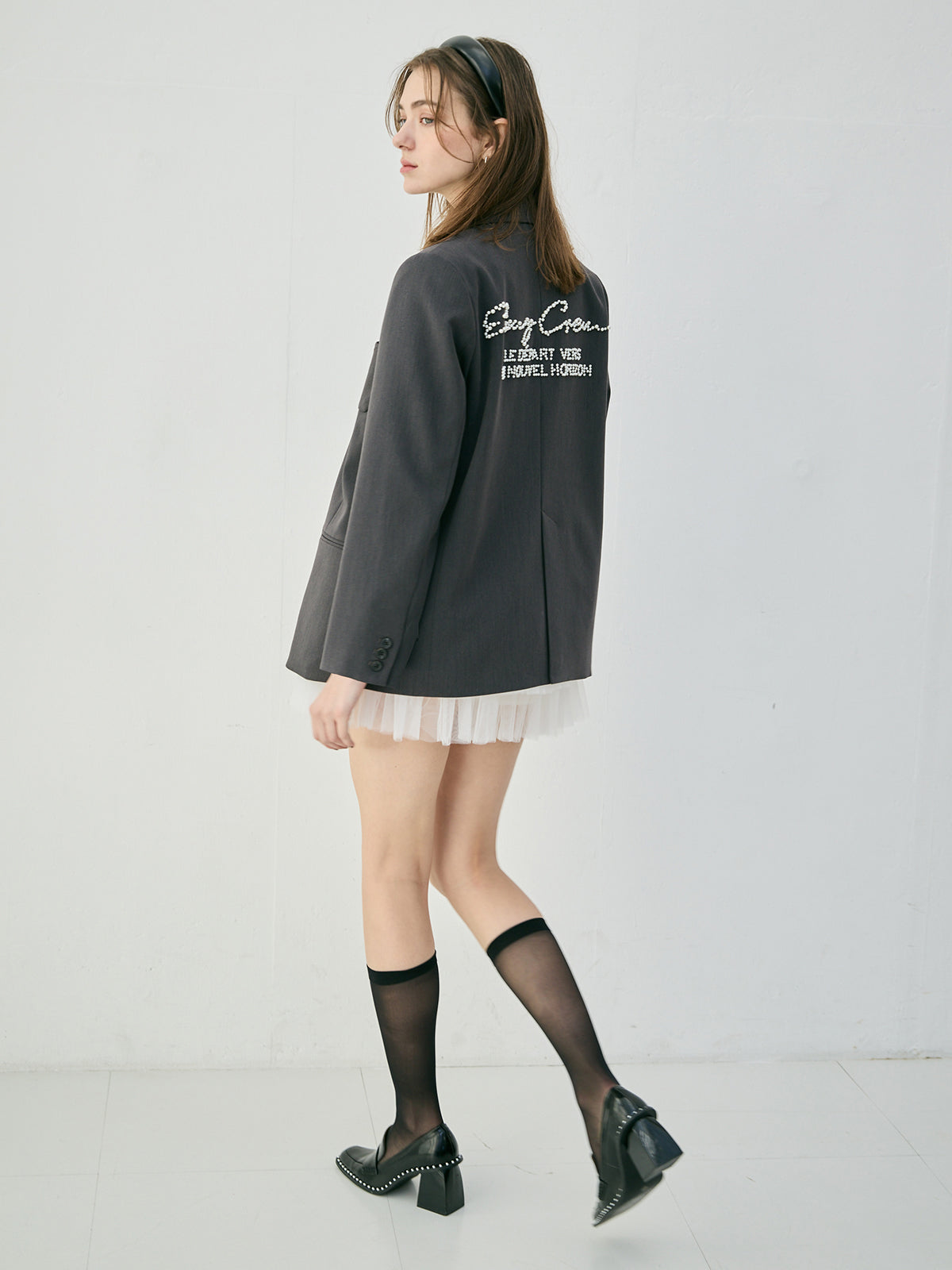 EIMYパールロゴテーラードジャケット