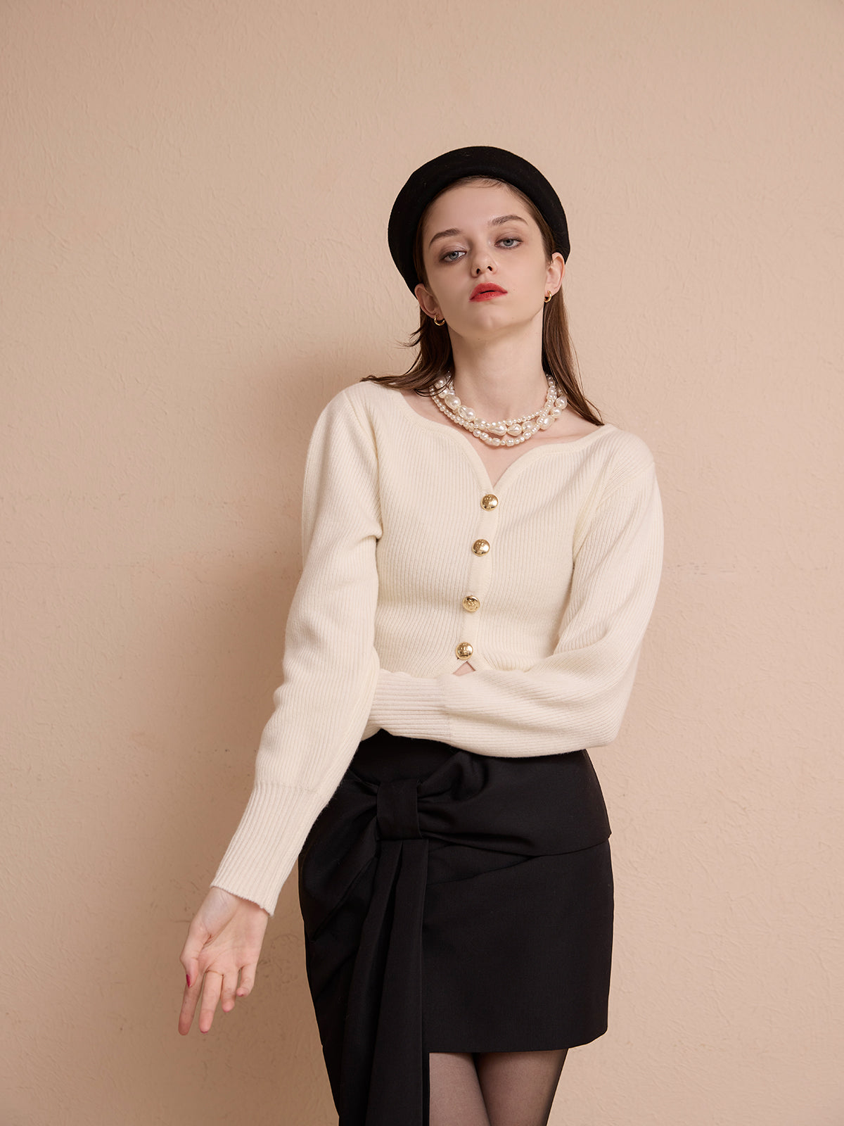 フロントリボンミニスカート