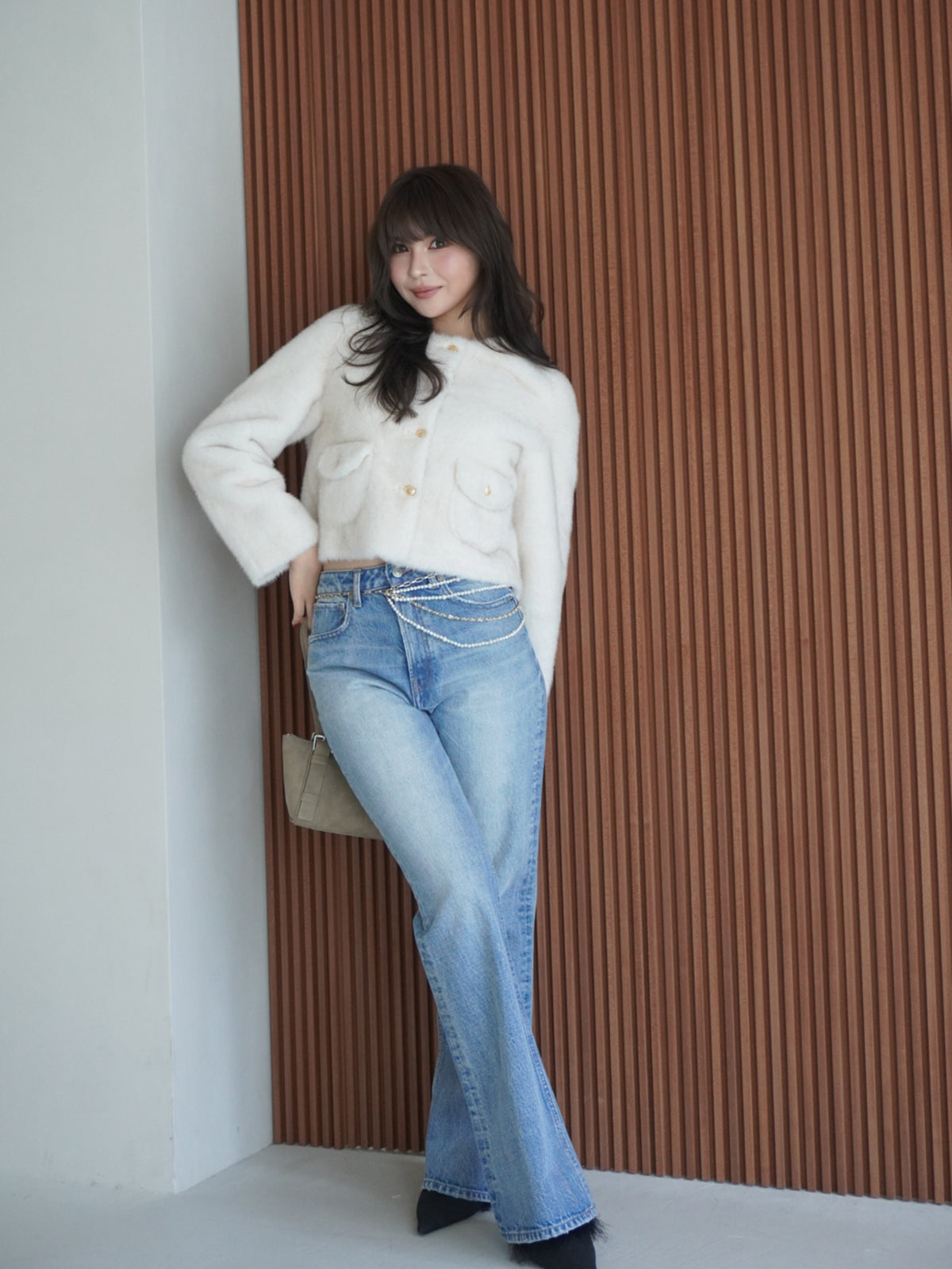 スリムフレアデニムパンツ