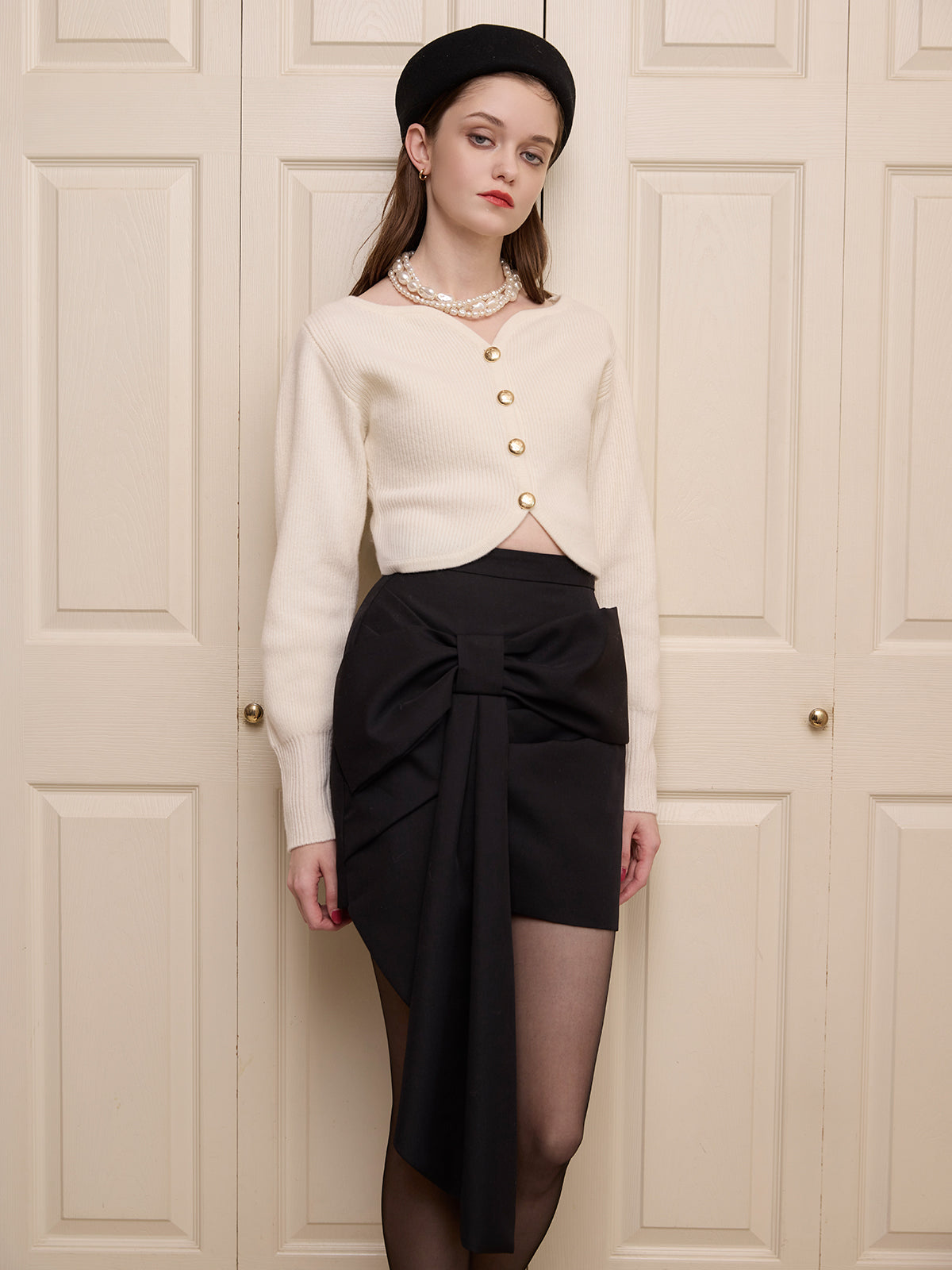 フロントリボンミニスカート