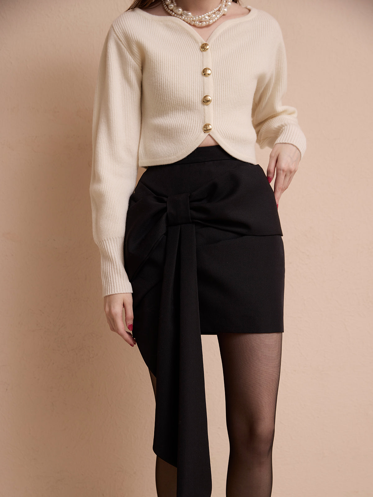 フロントリボンミニスカート