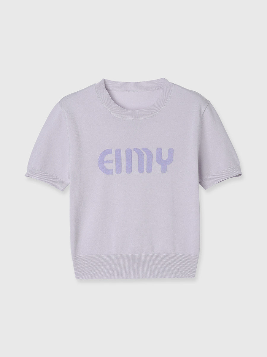 eimy istoire EIMYロゴハーフスリーブニット　半袖ニット EIMYロゴハーフスリーブニット