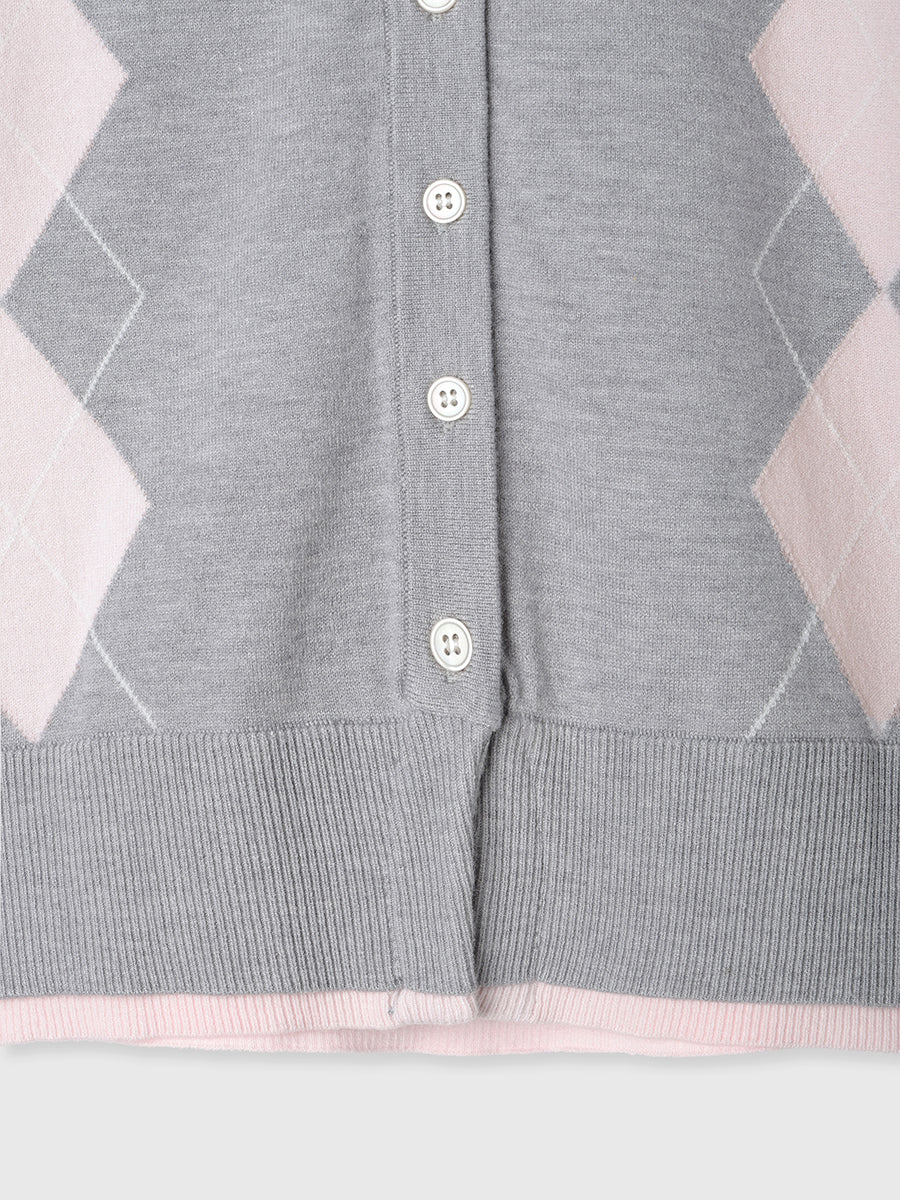 アーガイルシャツドッキングレイヤードニット