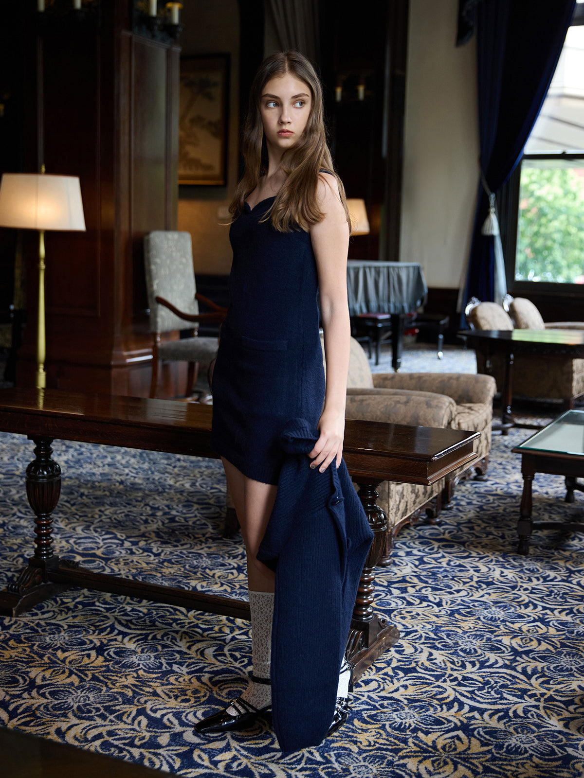 ロゴボタンニットセットワンピース