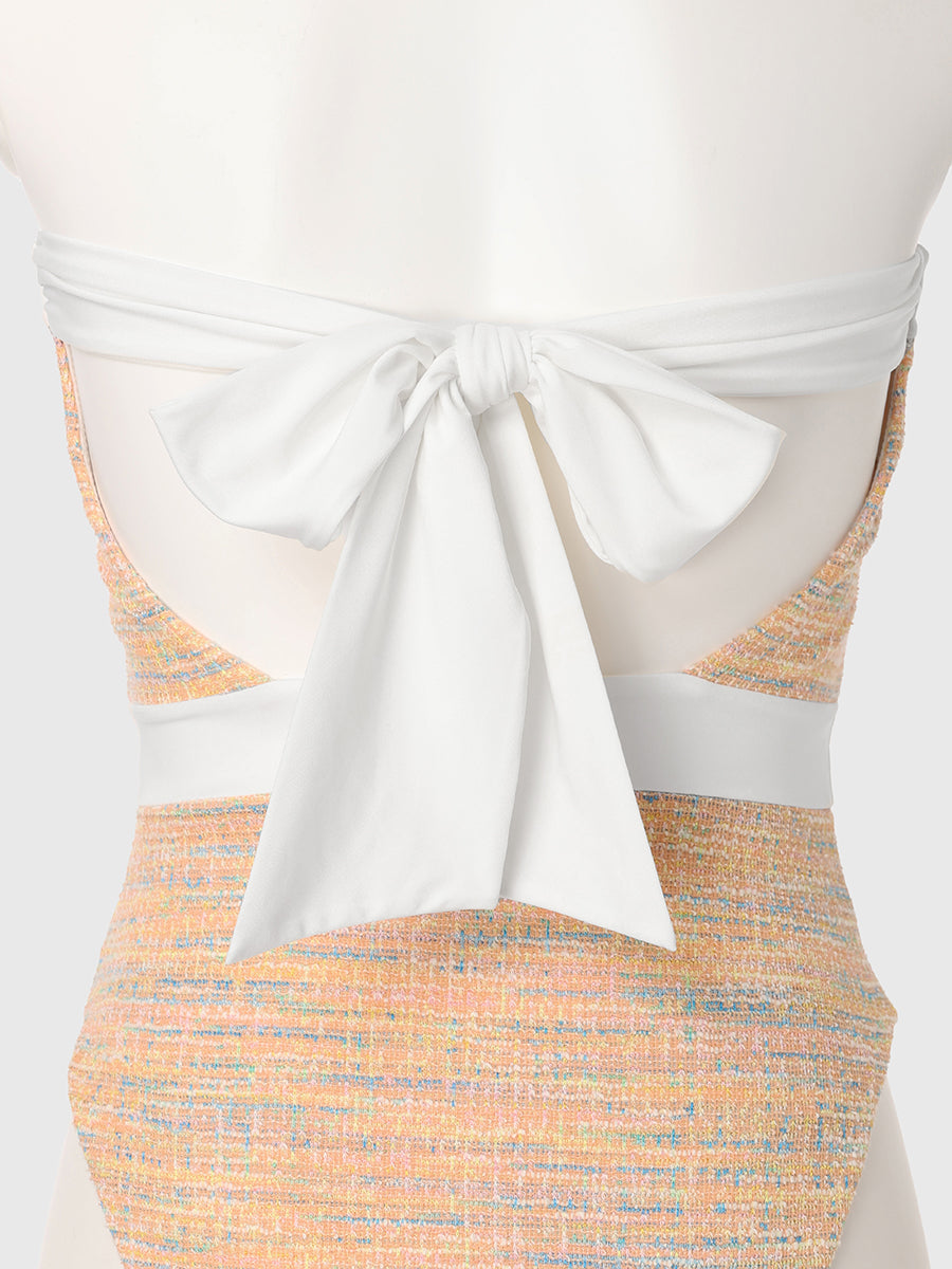 バックリボンツイードワンピース