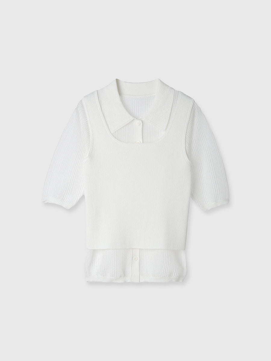 透かし編みニットアンサンブル