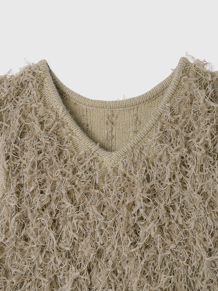 ロングフェザーヤーンニットベスト