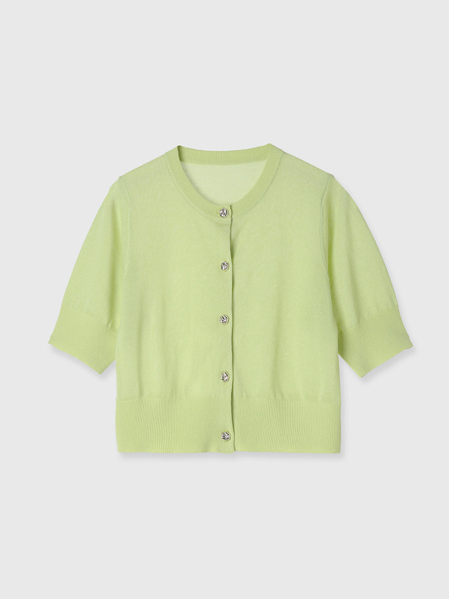 ハーフスリーブシアーニットカーデ