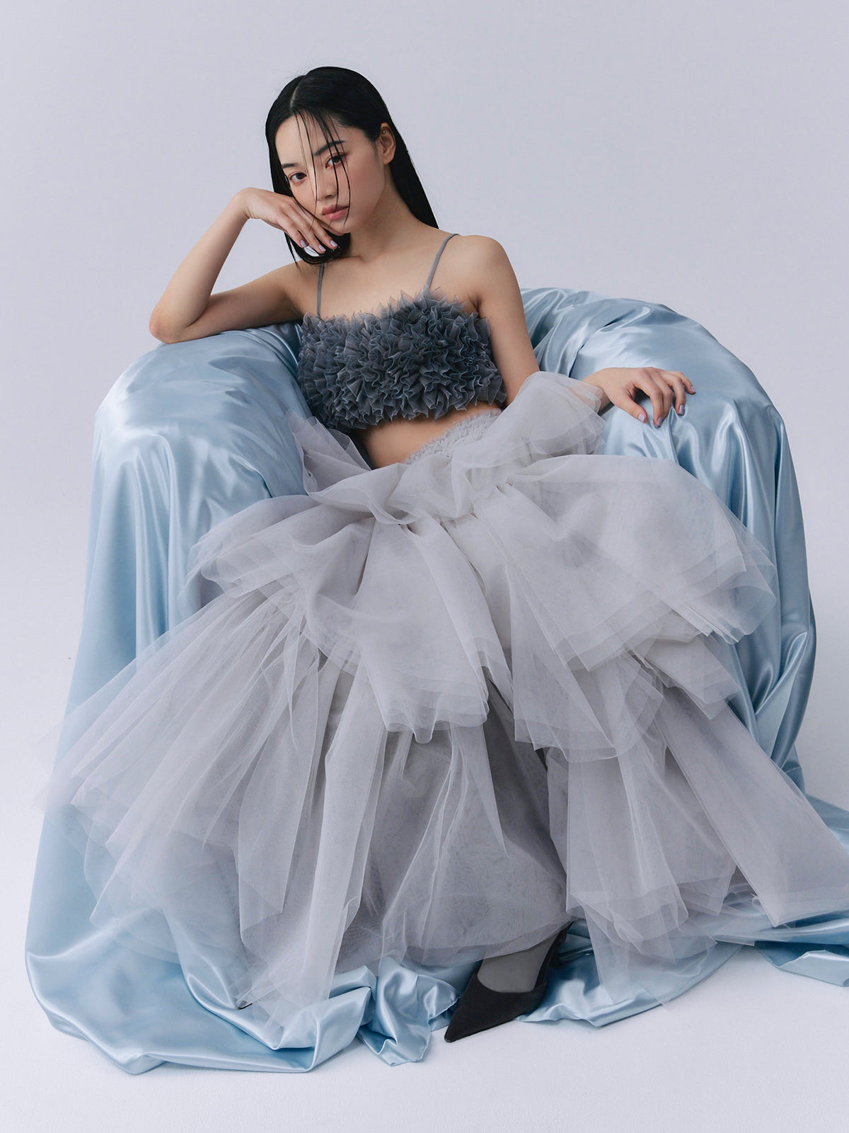 チュールフリルベアトップ