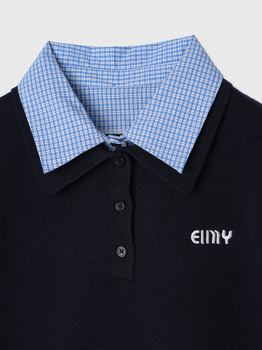 ハーフスリーブダブルカラーニット