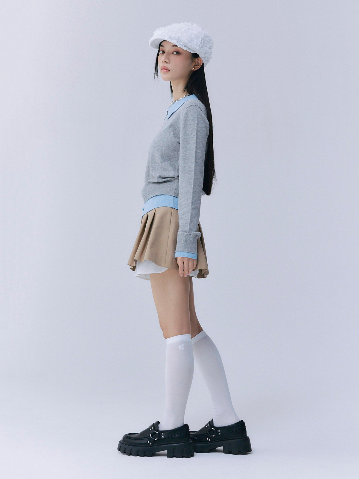 ニットレイヤードトップス