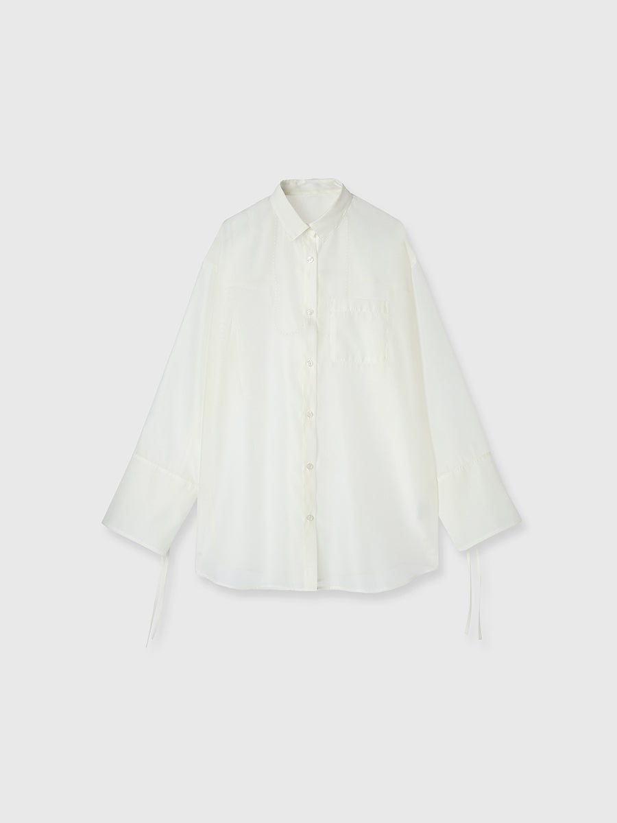 パールストラップオーガーンジーシャツ