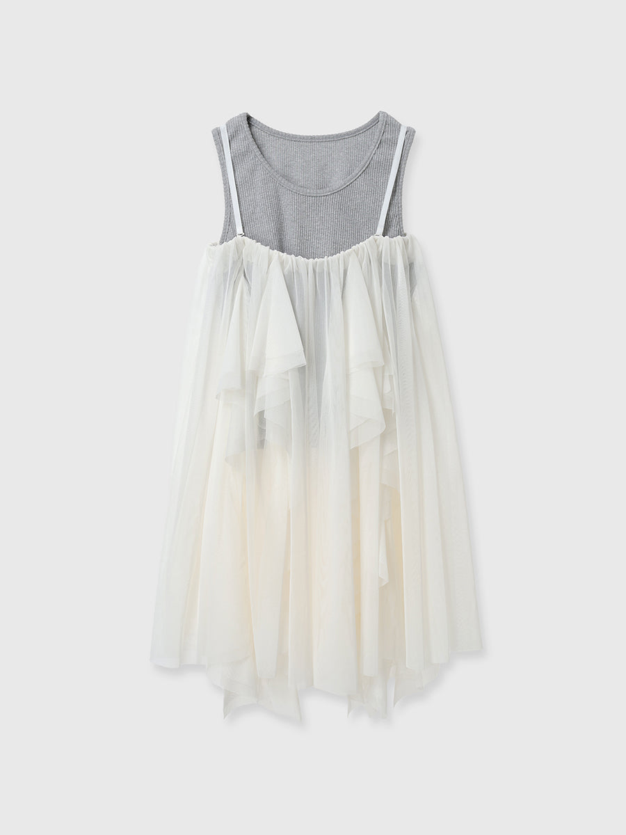 リブタンクセットボリュームチュールチュニック