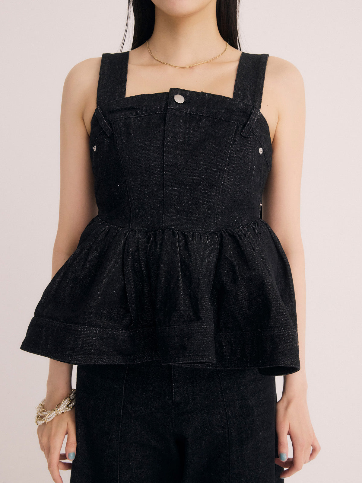 ペプラムデニムビスチェ