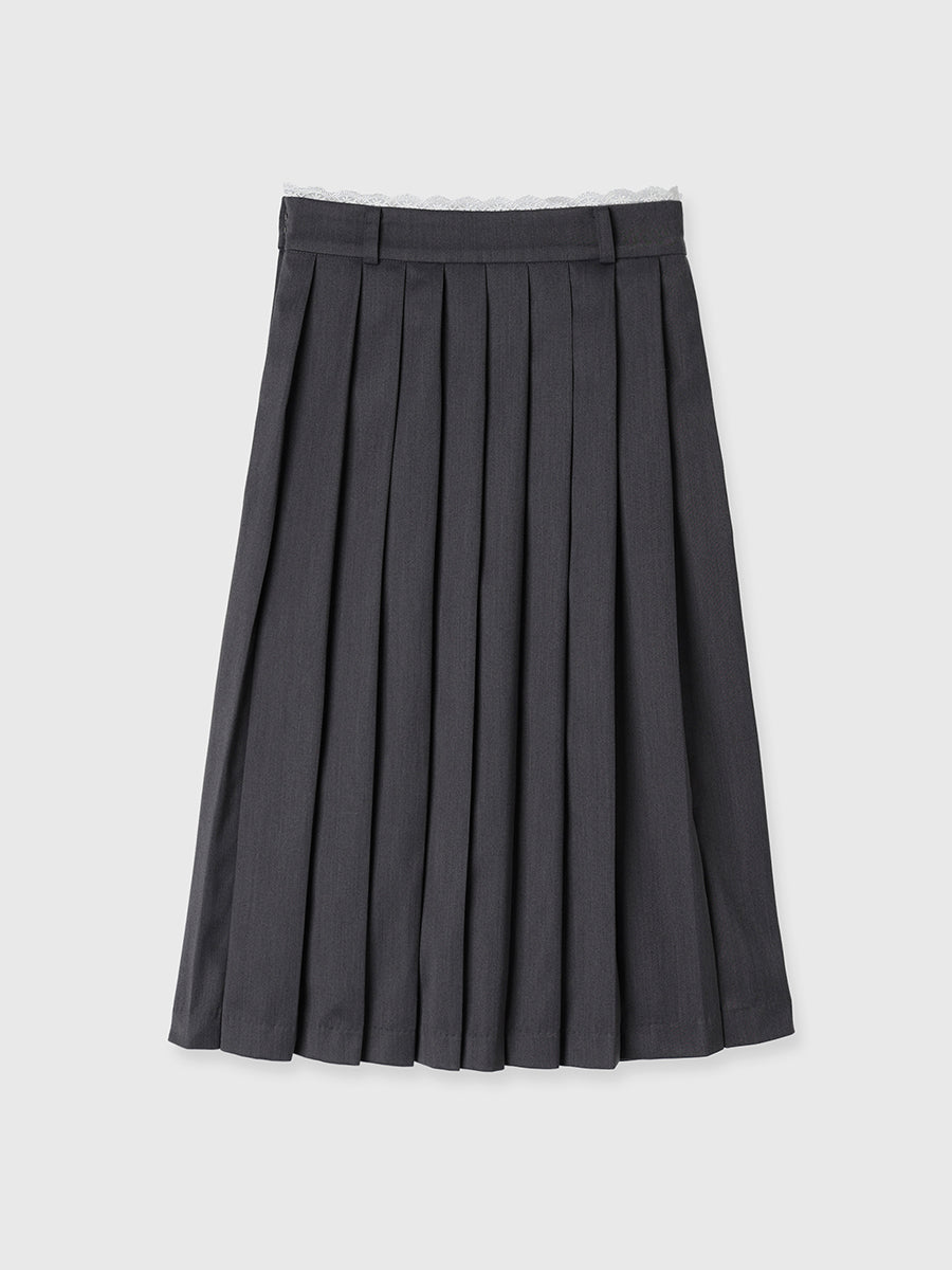 レースポイントプリーツミディスカート