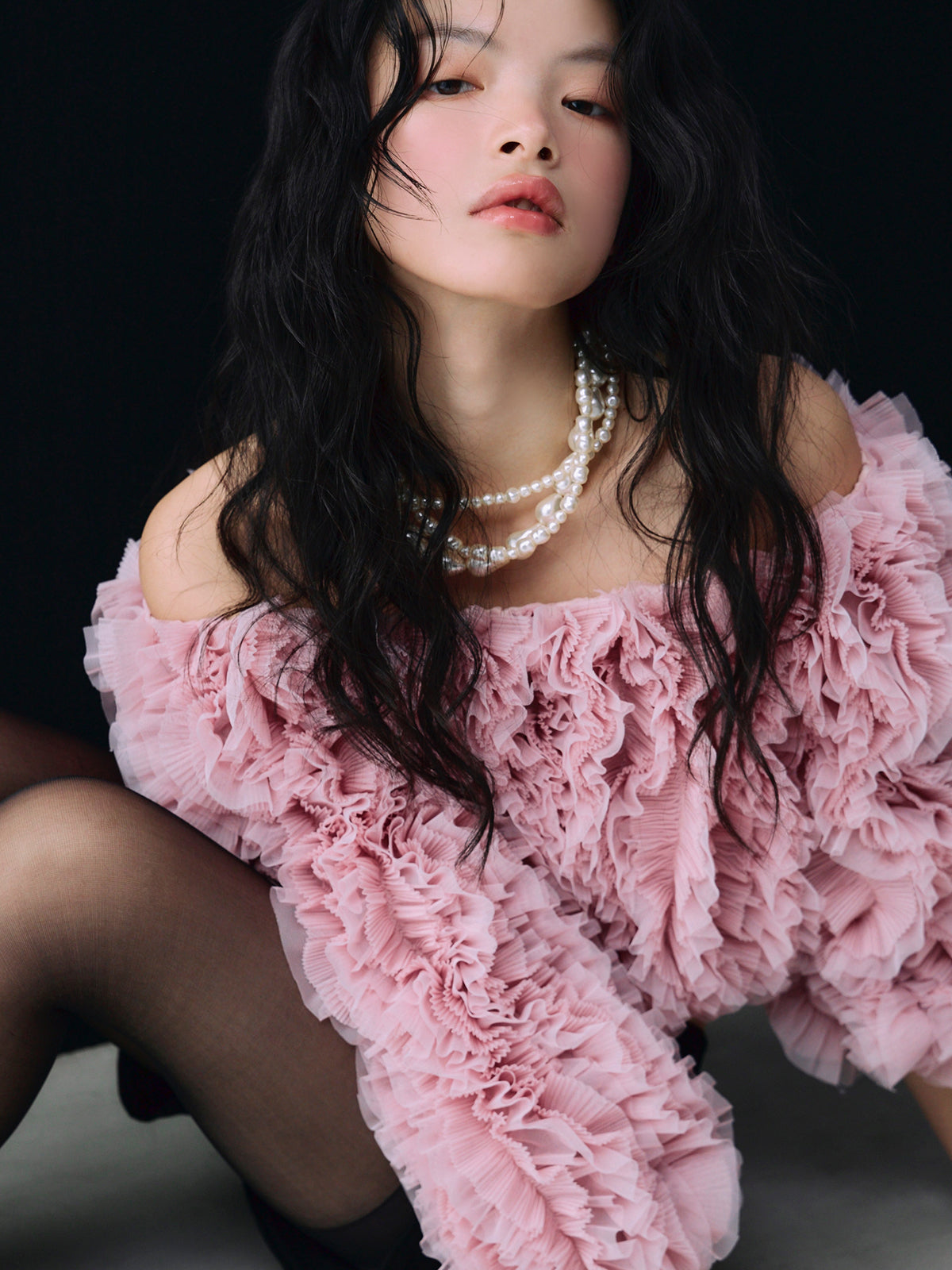 ボリュームチュールオフショルトップス