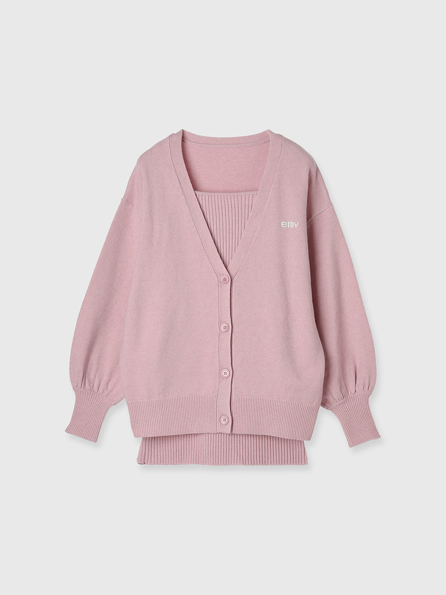 ロゴカーデワンピースニットセットアップ