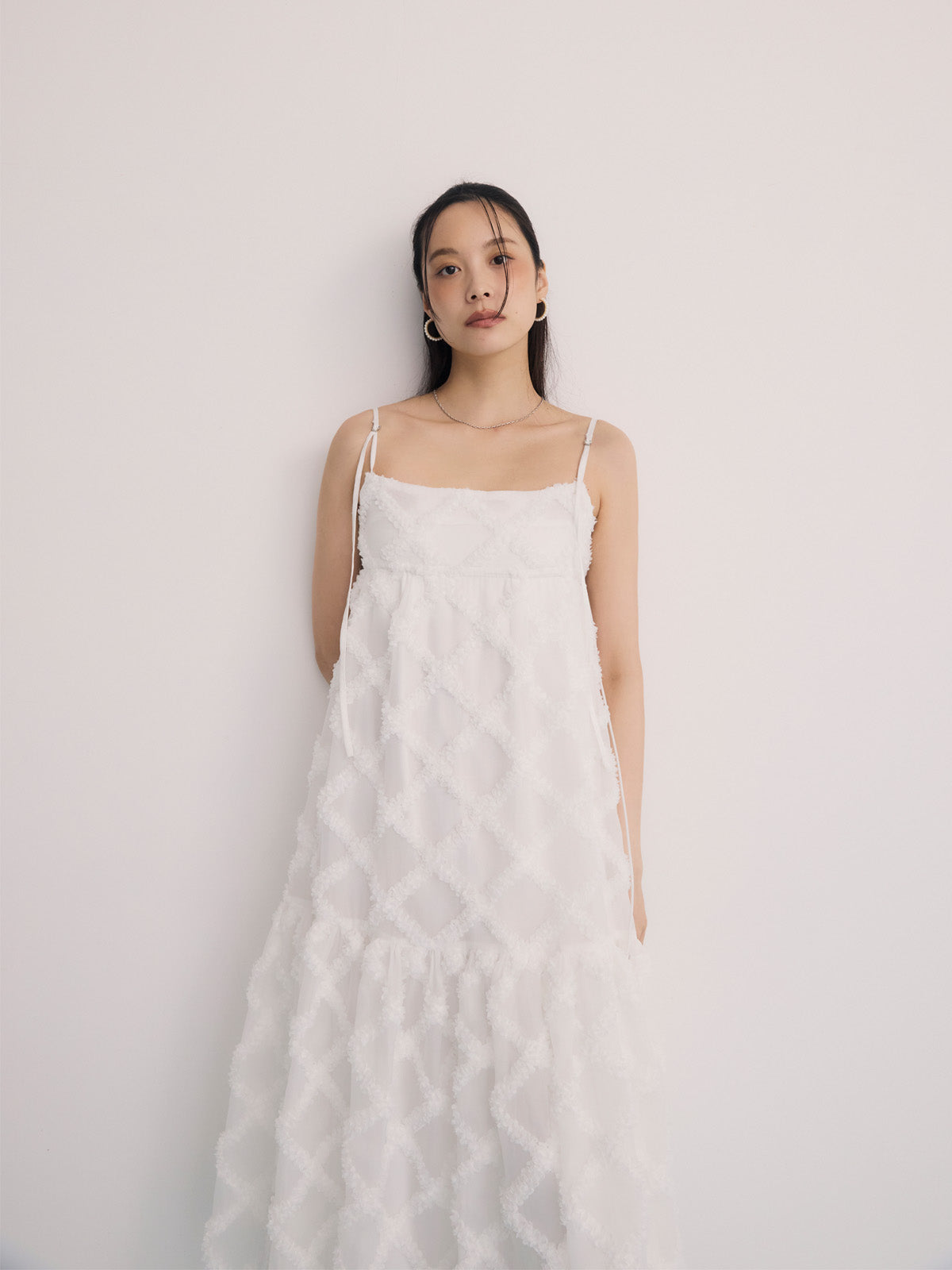 チェック刺繍ワンピース