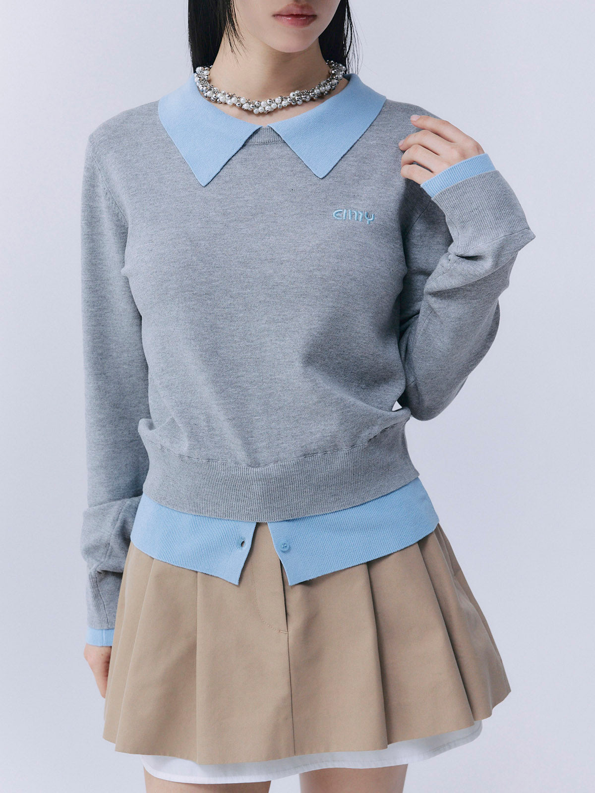 ニットレイヤードトップス