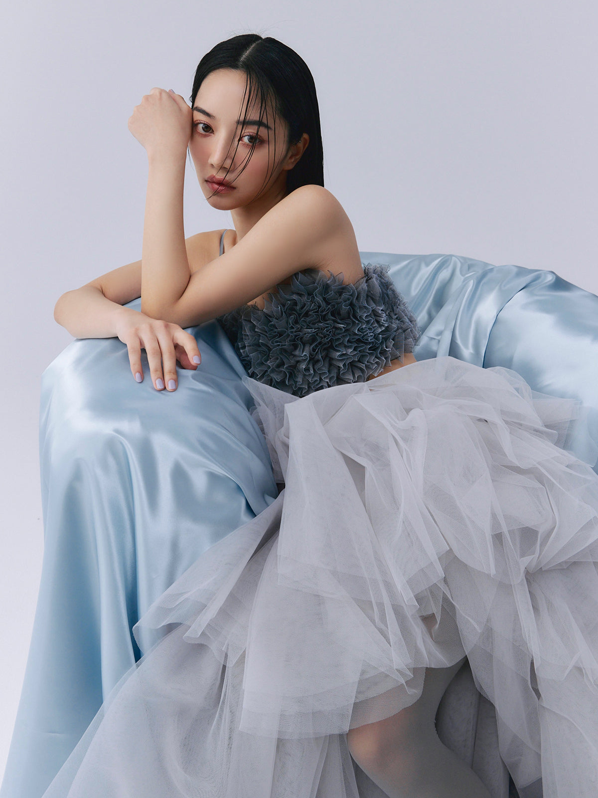 チュールフリルベアトップ