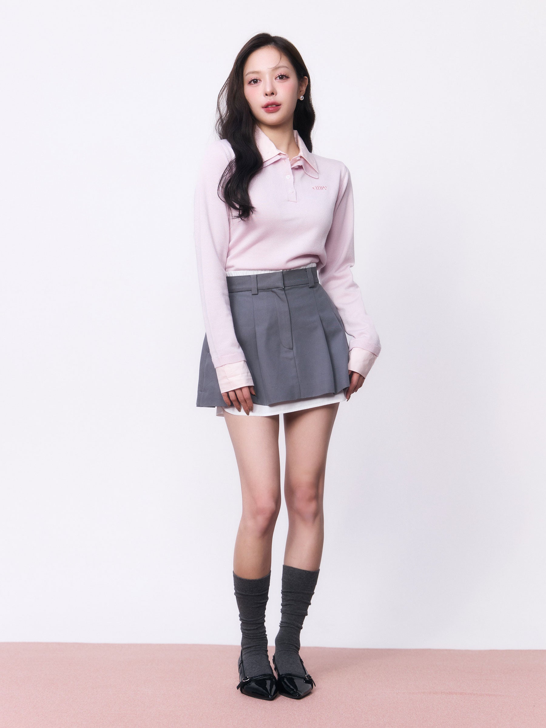 レイヤードプリーツミニスカート