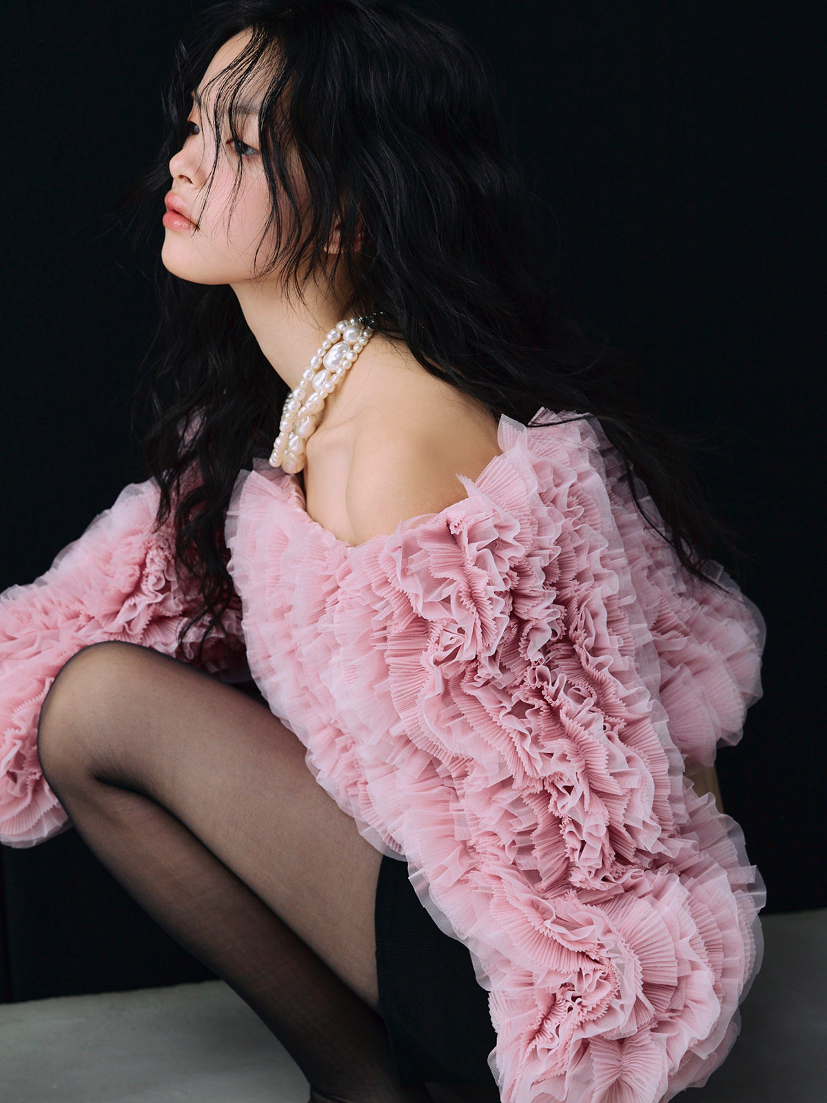 ボリュームチュールオフショルトップス