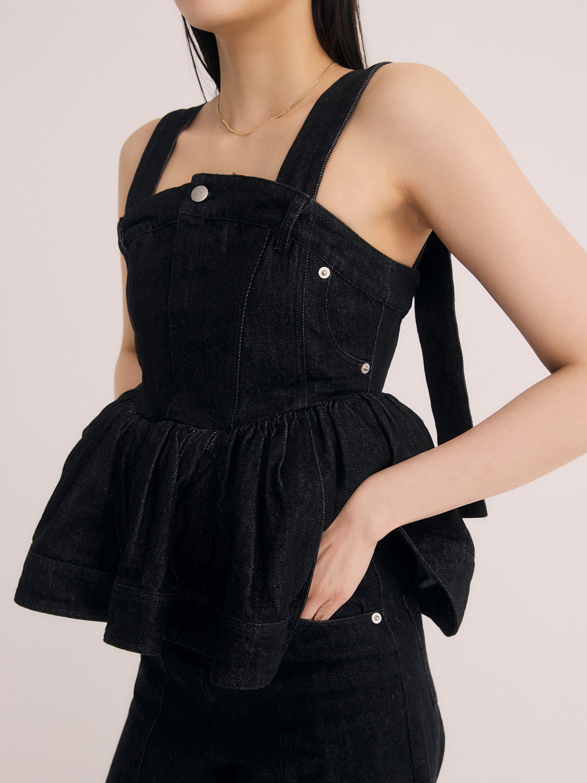 ペプラムデニムビスチェ