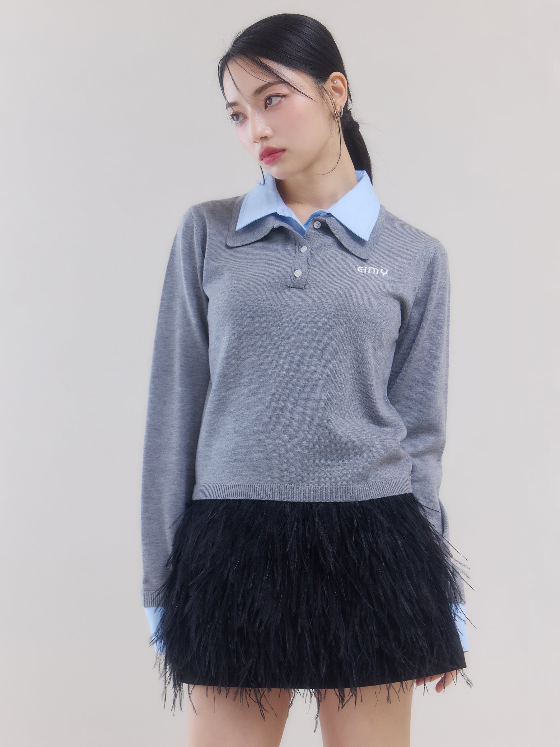 【New Color】ダブルカラーデザインニット