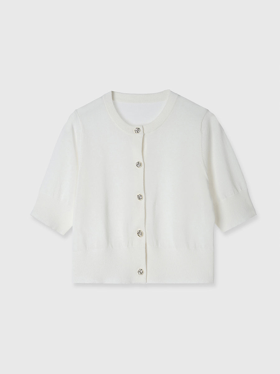 ハーフスリーブシアーニットカーデ