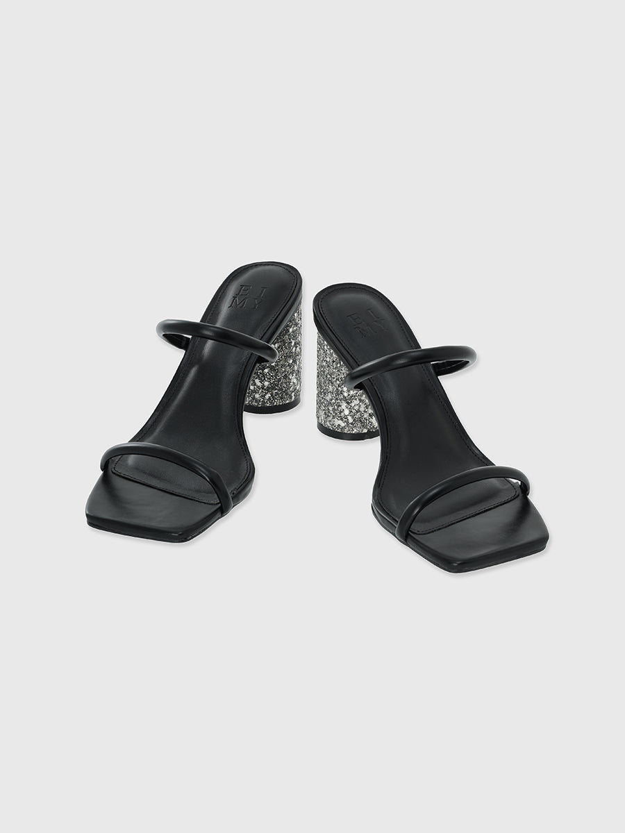 グリッターヒールサンダル