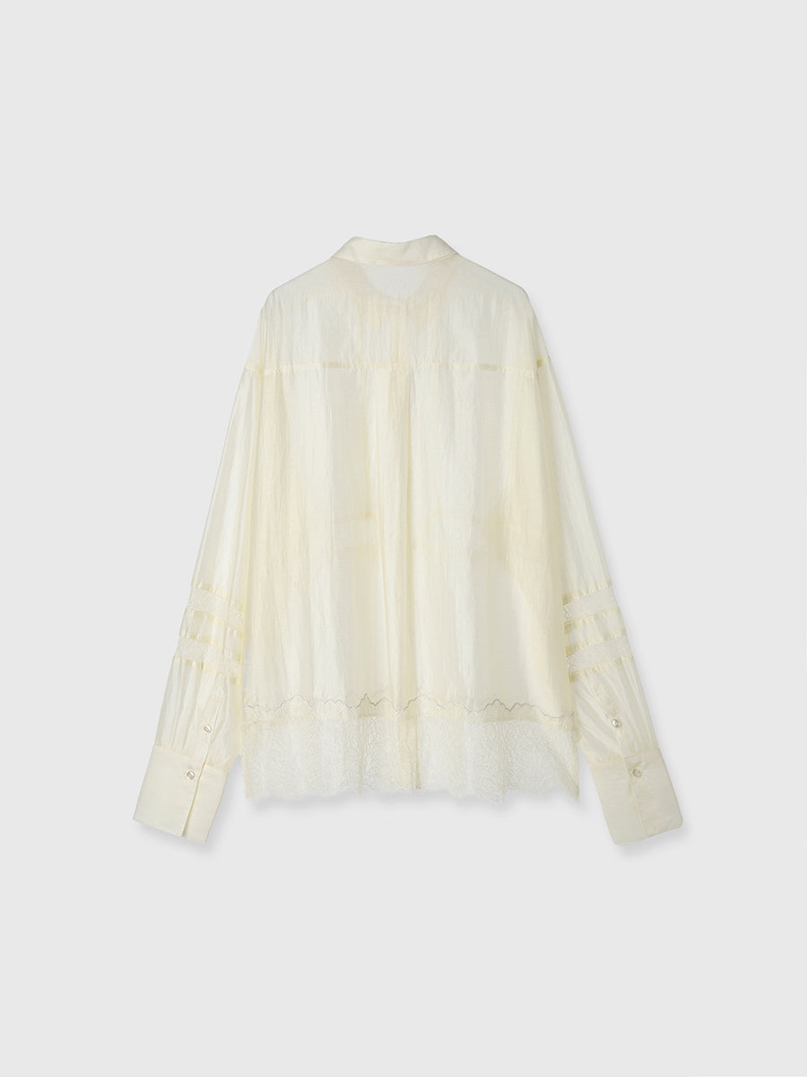 eimy  istoire♡レースレイヤードブラウス♡ホワイト♡新品 レースコンビシアーシャツ