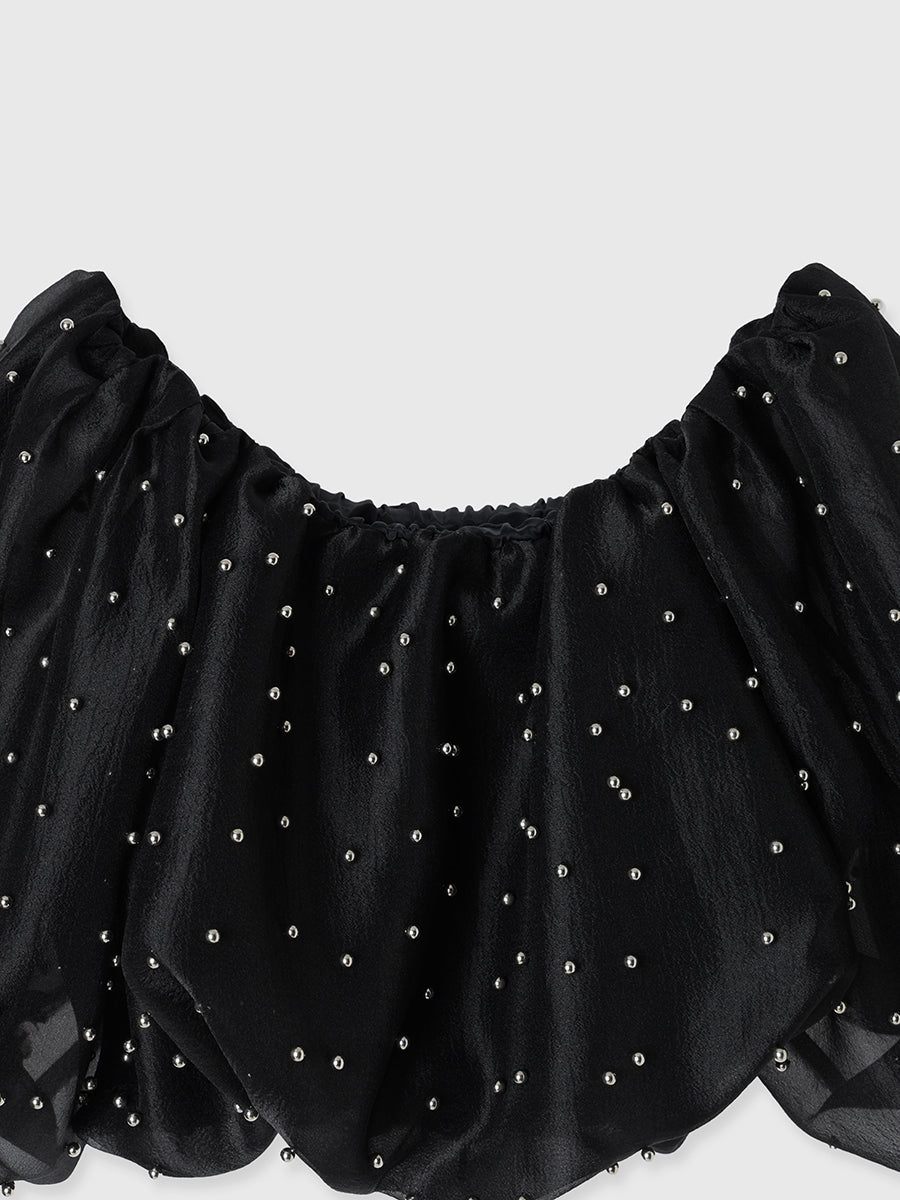 パールスタッズオフショルブラウス
