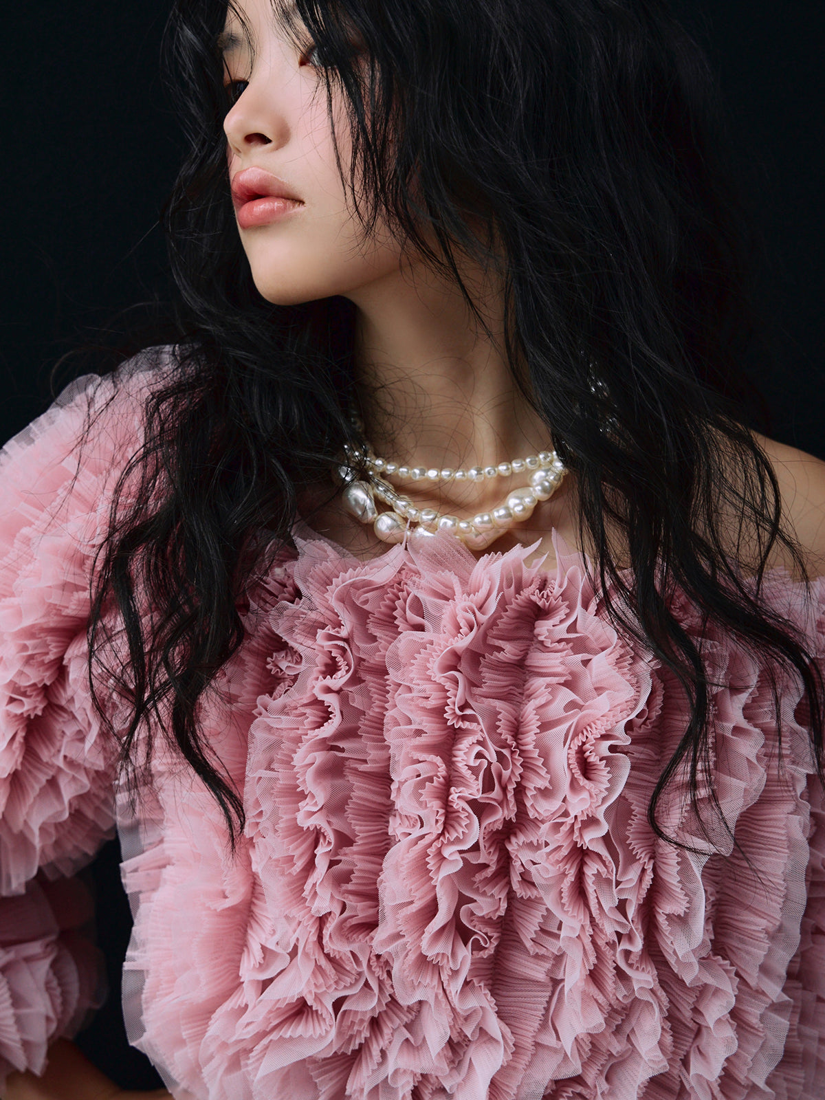 ボリュームチュールオフショルトップス