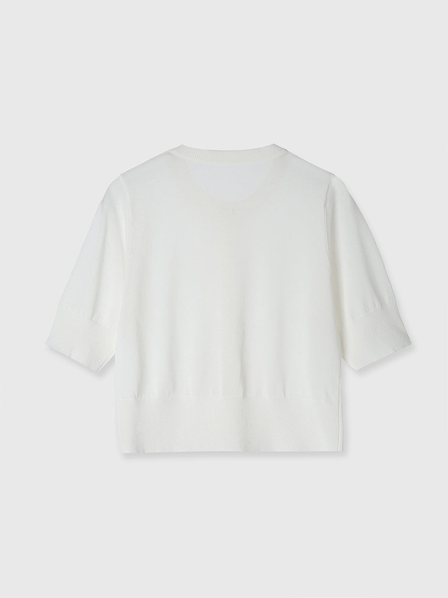 ハーフスリーブシアーニットカーデ