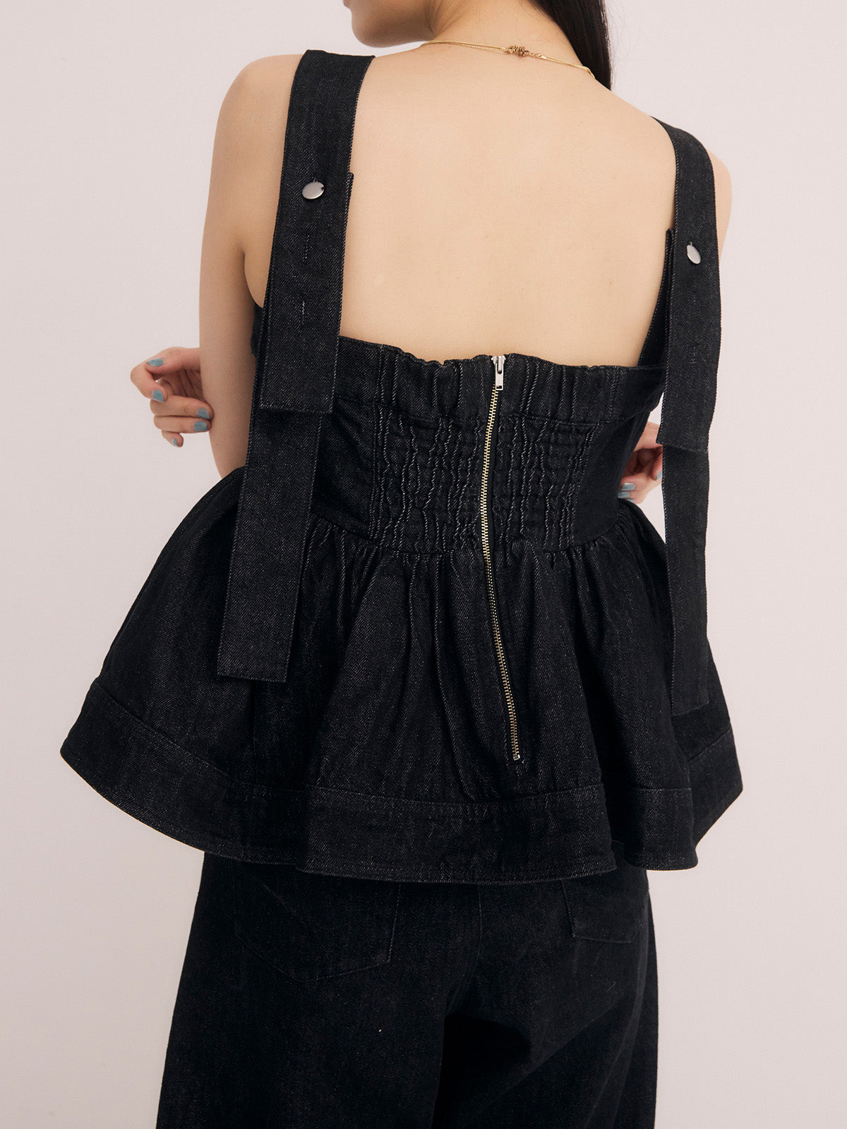 ペプラムデニムビスチェ