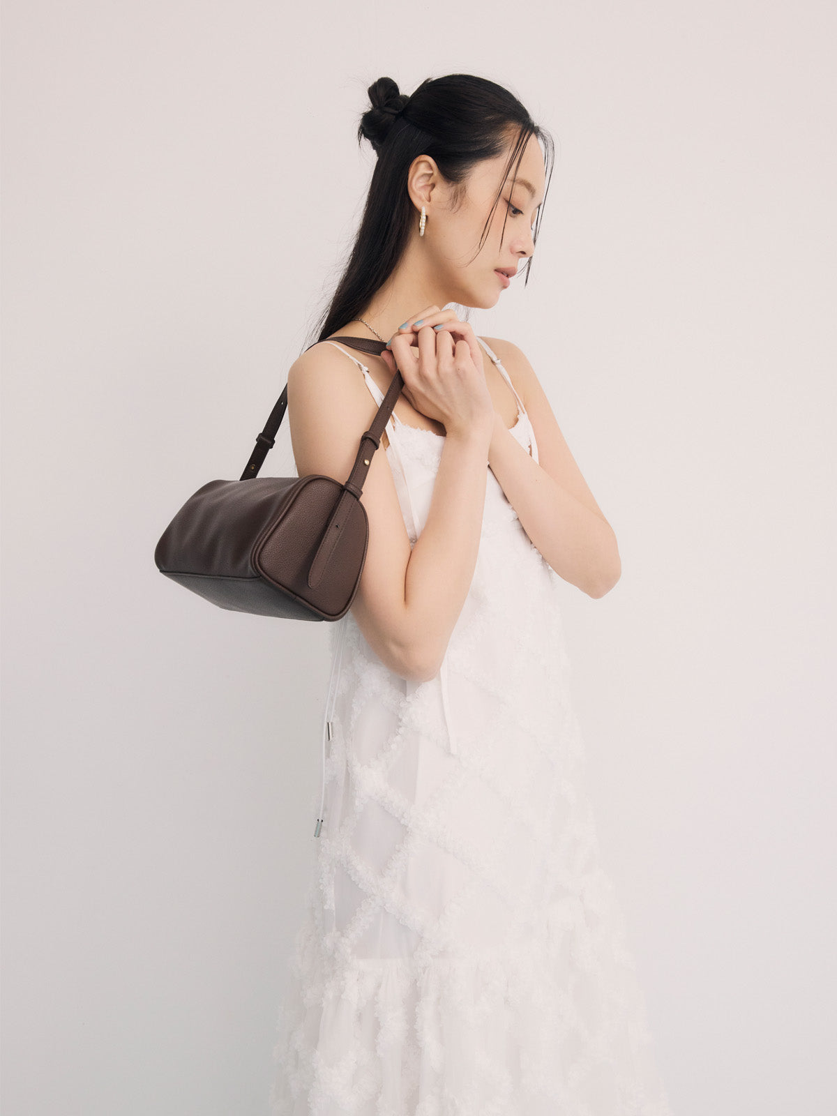 チェック刺繍ワンピース