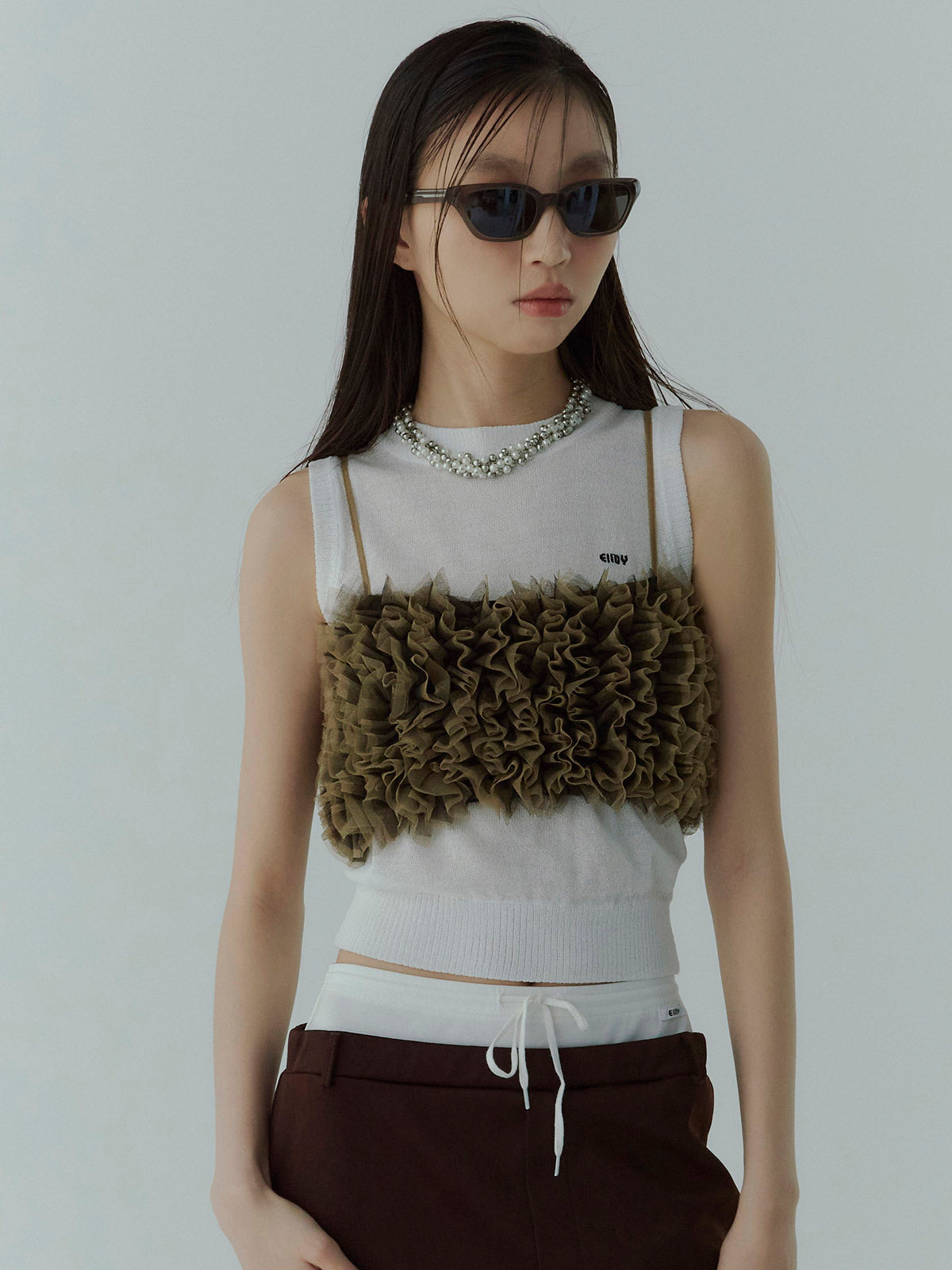 チュールフリルベアトップ