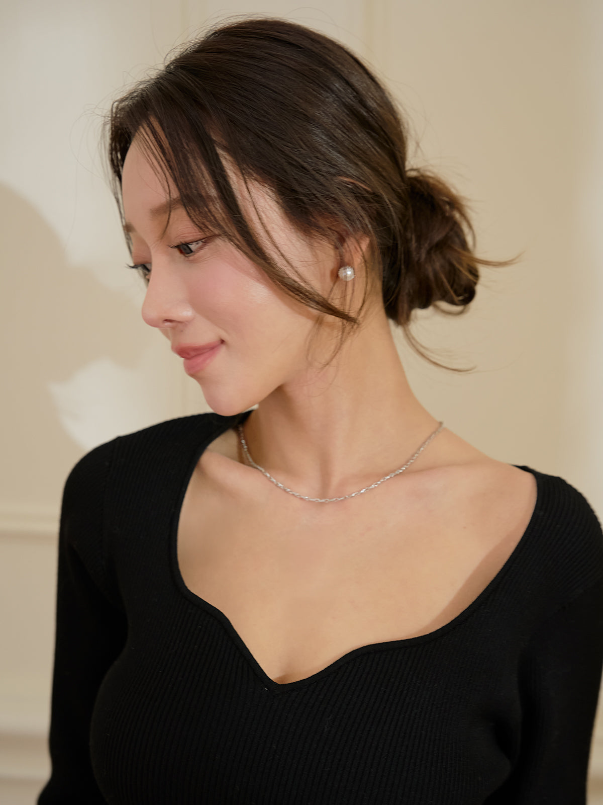 レーストリムHeart neckニットワンピース