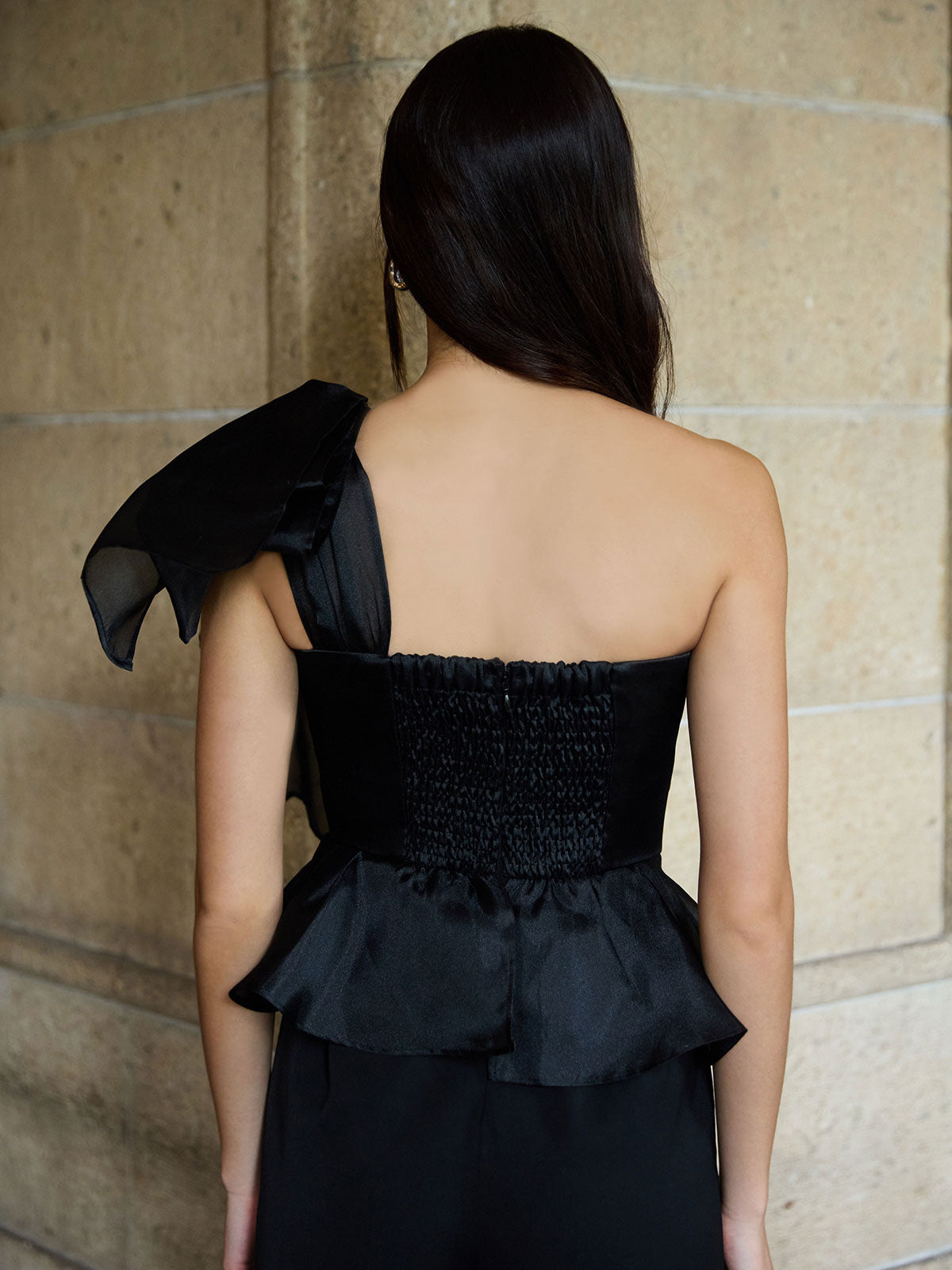 ビッグリボンペプラムオールインワン