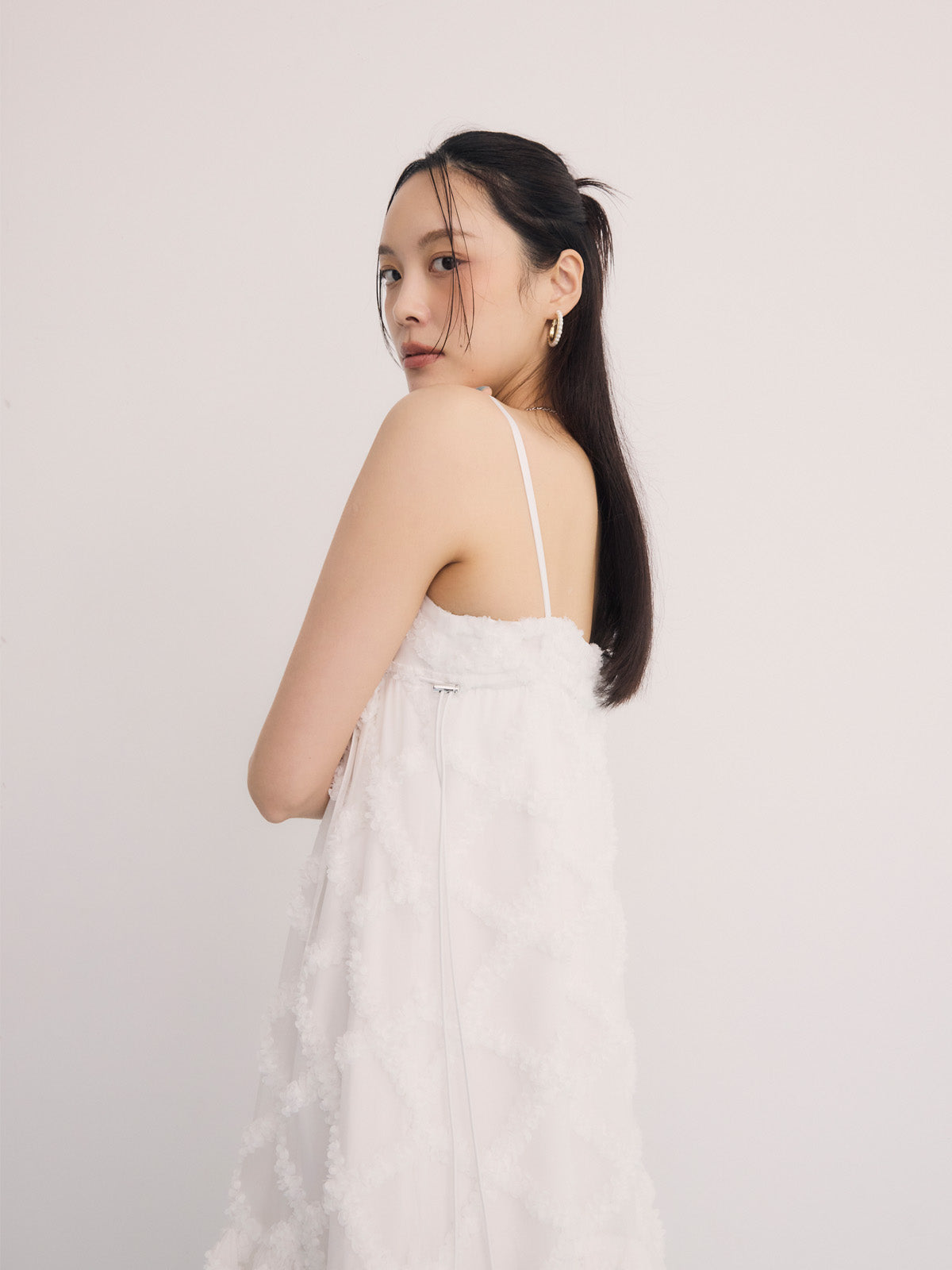 チェック刺繍ワンピース