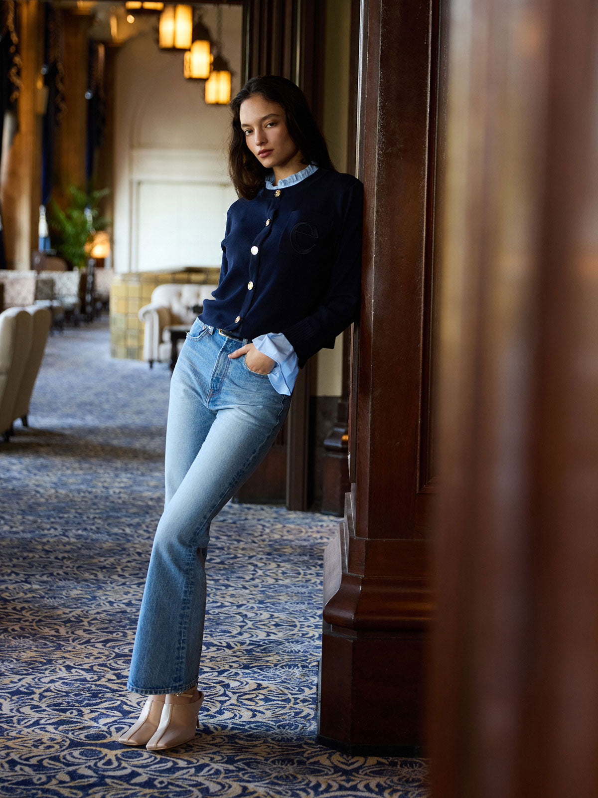 MODEL:172cm／COLOR:NAVY／SIZE:F