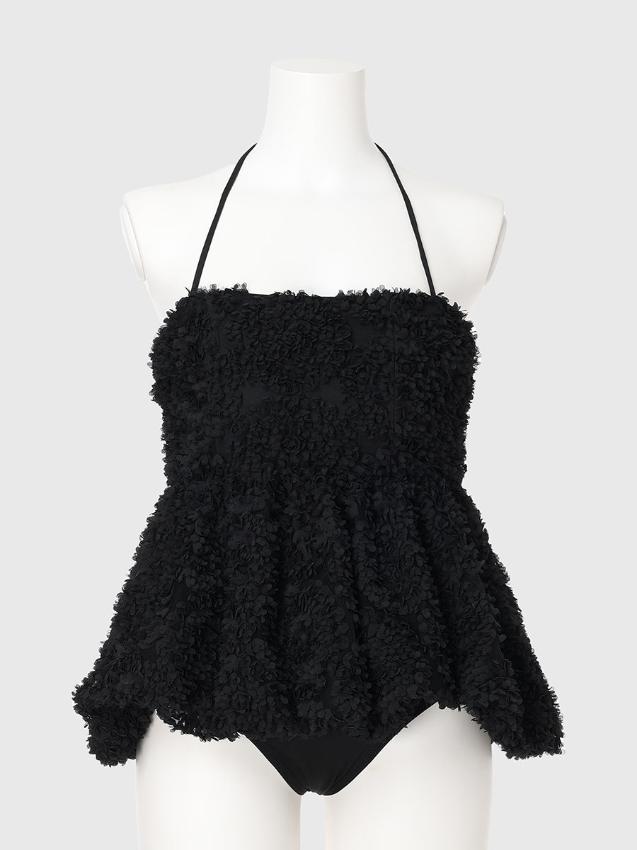 フラワーモチーフバルーンワンピース