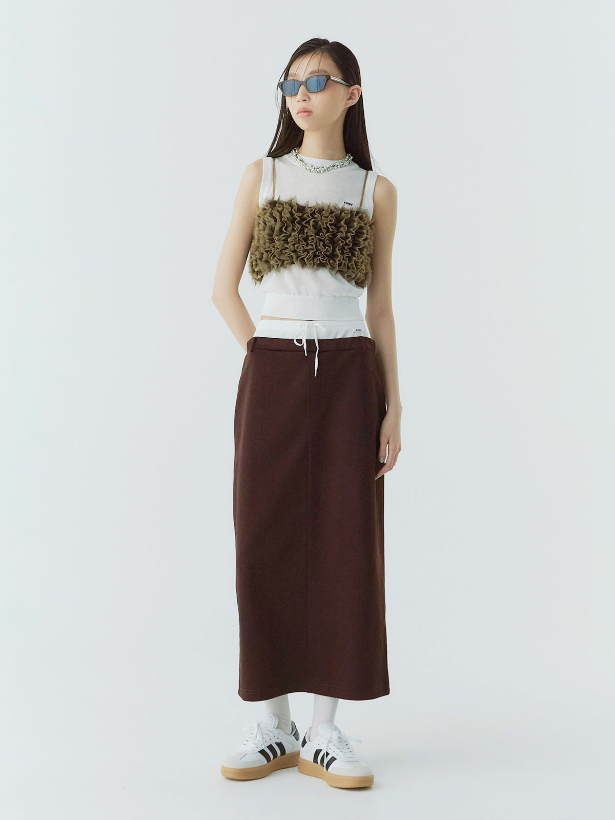 ハーフジップトップスストレートスカートSETUP